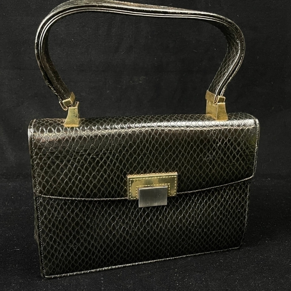 Mid Century Koret Black Leather Handbag